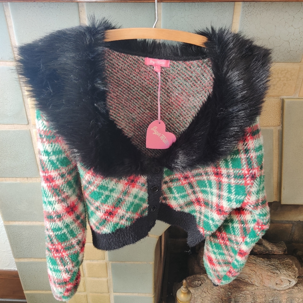 NWT Sugar Thrillz Plaid Sweater L Dolls Kill